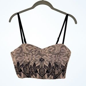 New Corset crop-top Tan and Black Lace size XS